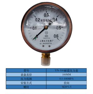上海仪川耐震压力表yn100气压油压016 25mpa耐高温蒸汽水压表