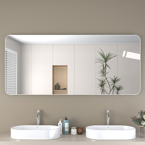 家用极窄边框浴室间镜子免打孔化妆镜圆角洗漱卫浴镜厕所贴墙镜子