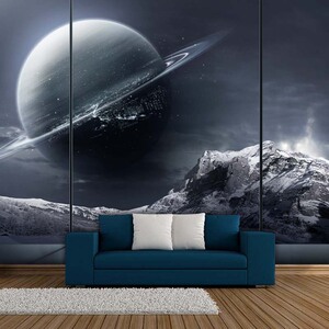 科幻宇宙星球墙纸ktv包间工业风装修壁纸太空餐厅沙发背景墙壁画