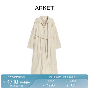 ARKET女装 宽松长款单排扣休闲风衣外套2024夏季新款1231771001