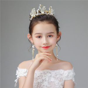 儿童皇冠头饰艾莎公主超仙小孩圆形王冠生日礼物派对大气演出发饰