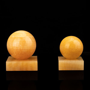 厂原石风水球天然黄白玉石大圆石春客厅公司摆件水晶球玄关装饰摆