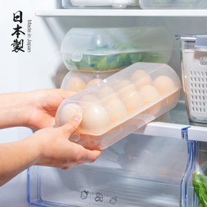 日本sanada防摔防震透明塑料鸡蛋盒冰箱保鲜侧面装蛋收纳盒鸡蛋盒
