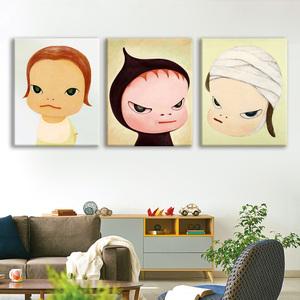 圣斐罗日式奈良美智梦游娃娃无框装饰挂画沙发背景墙壁画儿童房玄