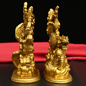 高档龙凤摆件二凤呈祥一对结婚礼凰十龙生肖n凤物龙家居装饰工奢