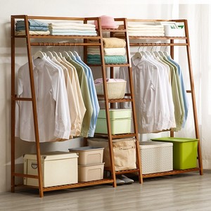 简易开放式竹子衣柜落地挂式收纳结实耐用家用简约现代经济型卧室