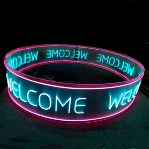 圆形霓虹灯环形发光字招牌店铺灯箱定做个性网红酒吧悬挂