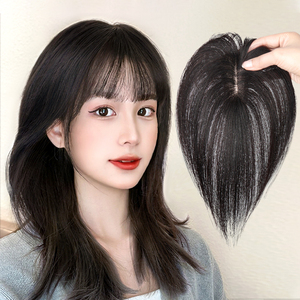 假发片女头顶补发片遮盖白发头发稀少真发自然轻薄真人发丝补发块
