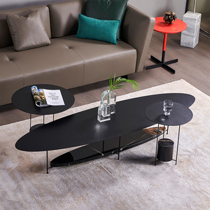 芈家锐驰大理石茶几轻奢客厅不锈钢台面茶桌设计师创意茶台组合