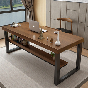 实木书桌原木办公桌老板桌家用大人书房书法桌卧室电脑桌现代简约