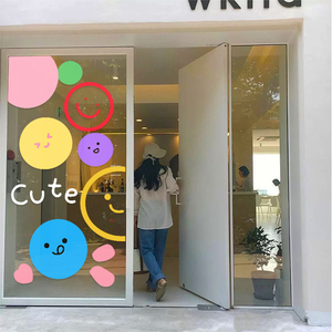 ins风网红店铺玻璃贴纸橱窗装饰品布置窗花窗贴静电门贴笑脸表情