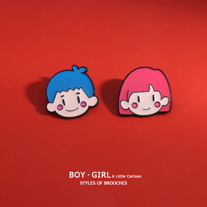 可爱男女头像情侣胸针设计感小众包包挂件衣服别针扣配饰创意礼物