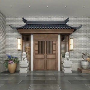 实木中式仿古屋檐假门头定制古建凉亭店面装修牌坊楼牌匾雕花门窗