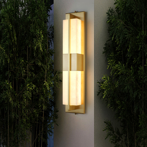 轻奢全铜云石壁灯户外防水客厅现代简约室外庭院大门别墅外墙灯具