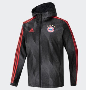 拜仁慕尼黑21-22拜仁风衣男子足球队服出场服训练服带帽防风外套