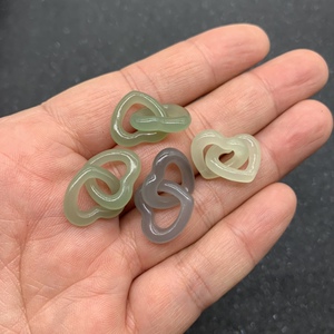 和田玉心形环环相扣吊坠青海料爱心双连环玉坠套环diy项链手链