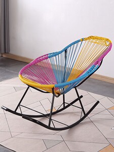 彩虹摇椅躺椅大人藤编懒人摇摆椅子家用午睡七彩摇椅滕网红躺椅夏