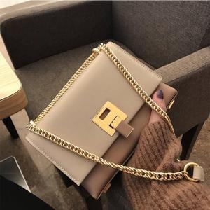 保罗爱马仕链条包小包包女2021新款时尚简约欧美单肩小方拼色锁扣
