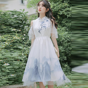 改良国风汉元素新中式连衣裙女装夏季2023年新款汉服女中国风裙子