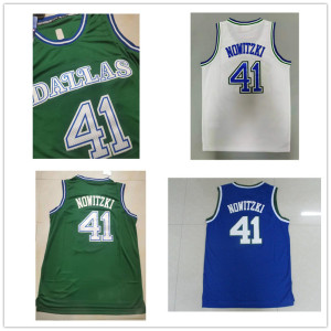 旧版新面料小牛队41号诺维斯基球衣背心网眼复古蓝色刺绣篮球服