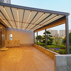 户外折叠天幕遮阳棚电动伸缩阳台遮阳蓬伸缩棚玻璃房防晒防雨雨棚