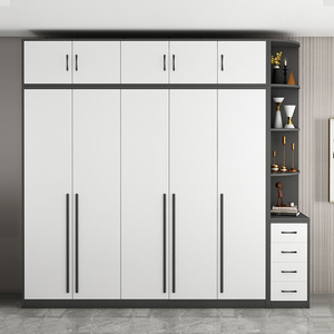 衣柜现代简约家用卧室轻奢柜子整体组合大衣橱实木板免安装经济型