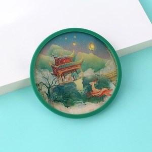 新款长沙爱晚亭流沙硅胶杯垫防滑减震隔热旅游文创纪念品生日礼品