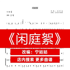 《闲庭絮》d调独奏古筝谱宁姑姑版本古筝曲谱网电子自动发货