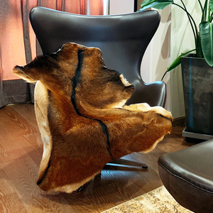 整张山羊皮地垫地毯北欧简约沙发垫椅垫自然色动物皮拍照背景挂毯