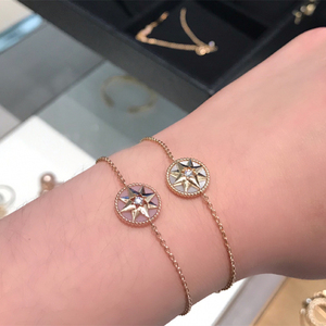 dior/迪奥 幸运八芒星罗盘手链 18k玫瑰金黄金双面白贝母镶钻手环