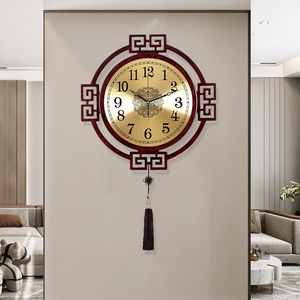 挂钟客厅2023新款中式家用钟表静音表挂墙玄关时钟大气艺术石英钟