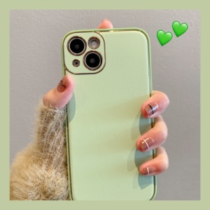 拓岚 高档素皮质抹茶绿适用苹果13promax手机壳mini小清新iphone12