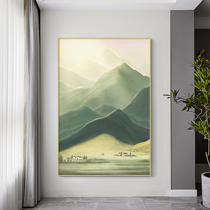 巨人山客厅装饰画现代轻奢落地画山水风景画玄关挂画办公室靠山画
