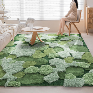 森林苔藓地毯客厅茶几毯卧室床边ins风春日绿色轻奢高级毛绒地垫