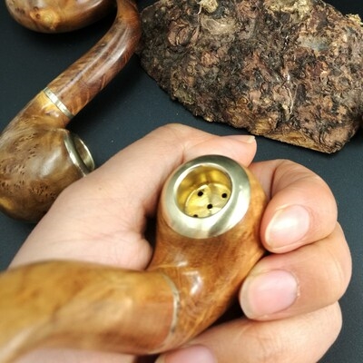 麻梨疙瘩烟斗烟嘴手把件老式烟具实木原木料满花麻利吊斗节日礼品