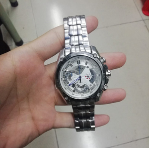 适用卡西欧5147实心钢带手表链配件男黑色ef-550表带22mm