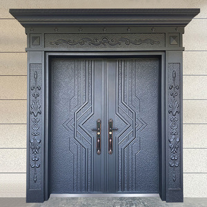 别墅大门双开门农村自建房乡村入户进户锌合金铜门铸铝防盗门家用