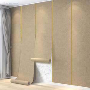 加厚亚麻墙布自粘电视背景墙贴卧室床头软包隔音壁布墙面家用墙纸