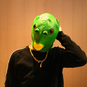 绿鱼人怪怪鱼鲶鱼绿色鱼大青鱼头套可爱搞怪面具全脸硅胶套头抖音