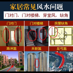 新化解台户门对门楼梯卧室厕w所电梯阳入挂户路冲尖角天斩煞铜钱