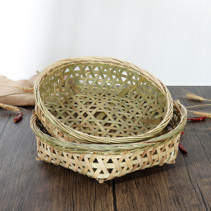 竹编蒸架竹蒸笼竹篮子镂空竹筐竹制品生蚝海鲜馒头蒸筐菜篮鸡蛋篮
