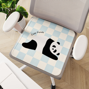 卡通熊猫冰丝透气夏天汽车椅子坐垫屁垫凉席垫餐椅办公室久坐椅垫