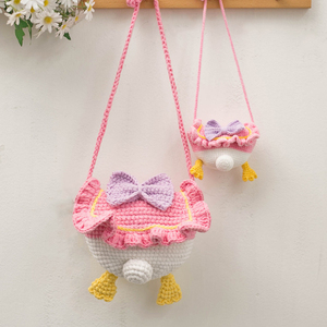 胖小囡黛西鸭屁股斜挎包手工钩针diy编织材料包儿童节礼物毛线团