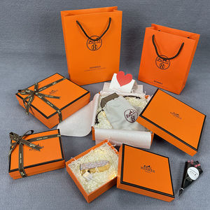 hermes爱马仕大地香水纸袋礼品袋 口红空盒包装盒手提袋礼品盒子