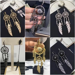 apm monaco捕梦网三色长款耳环 羽毛设计感耳坠明星同款气质耳饰