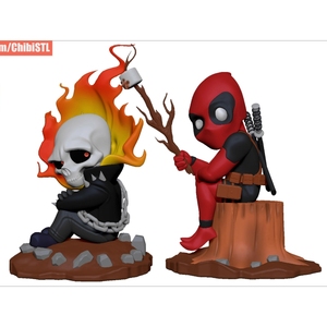 恶灵骑士死待烧烤q版 d打印模型源文件stl数据图纸高精度手办素材