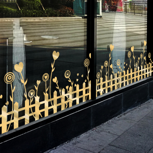 创意店铺橱窗玻璃门贴栅栏腰线贴踢脚线墙贴个性客厅装饰防撞自粘