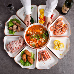 圆桌餐盘组合圆形凉长方大火锅专用具蔬菜拼盘家庭子2021新款