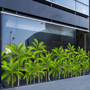 夏日椰树林橱窗玻璃装饰贴膜热带椰树林大型橱窗玻璃装饰静电贴纸