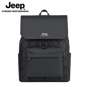 jeep吉普双肩包男几何菱格学生书包通勤电脑包时尚大容量背包男士